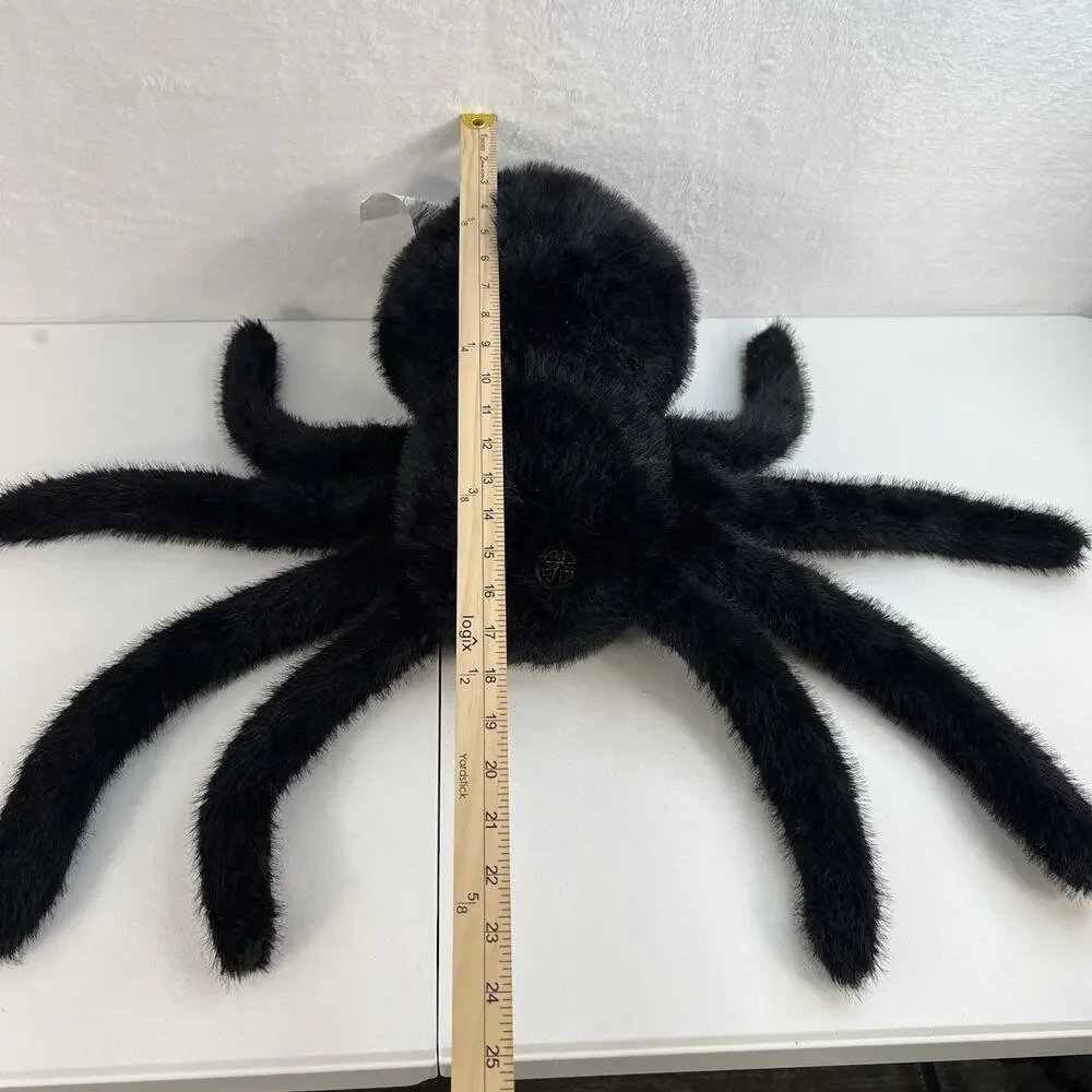 Cynthia Rowley Spider Black Pillow Halloween Faux Fur‎ Decor 9X17 Plush Curious
